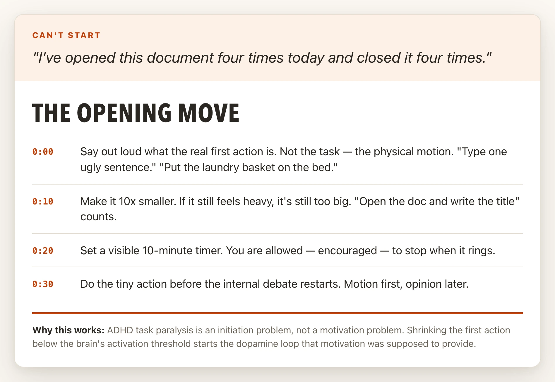 The actual The Opening Move card from the deck